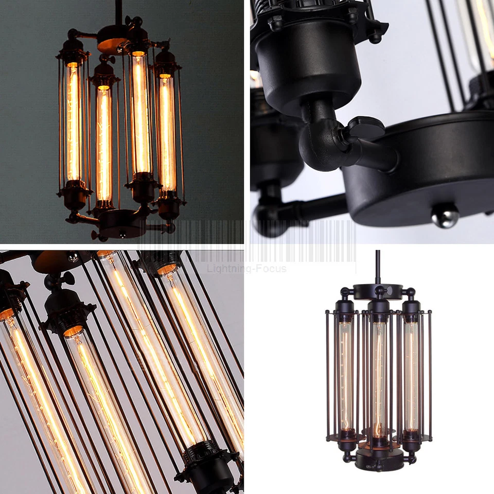 Lámpara de araña de 4 cabezas vintage colgante estilo steampunk accesorio de techo tipo loft Foto 4 de 4