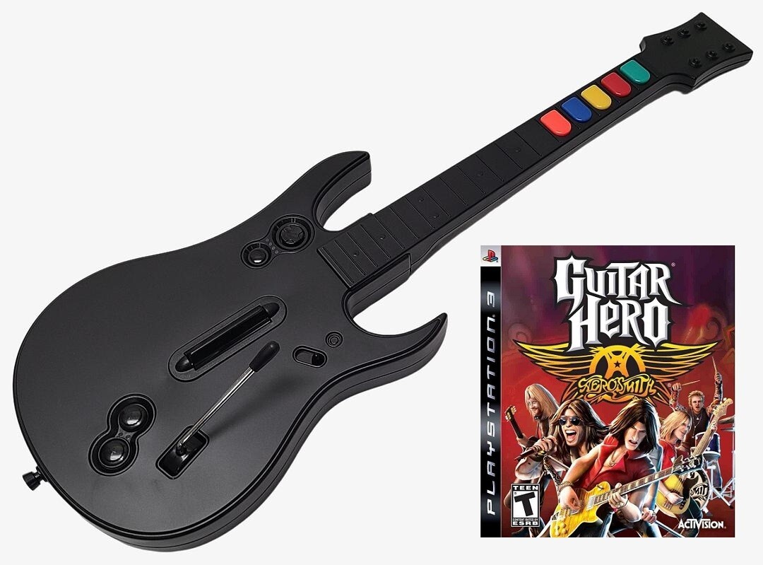 PS3 Guitar Hero Aerosmith Game + NEW Wireless Guitar Controller Kit Bundle Set