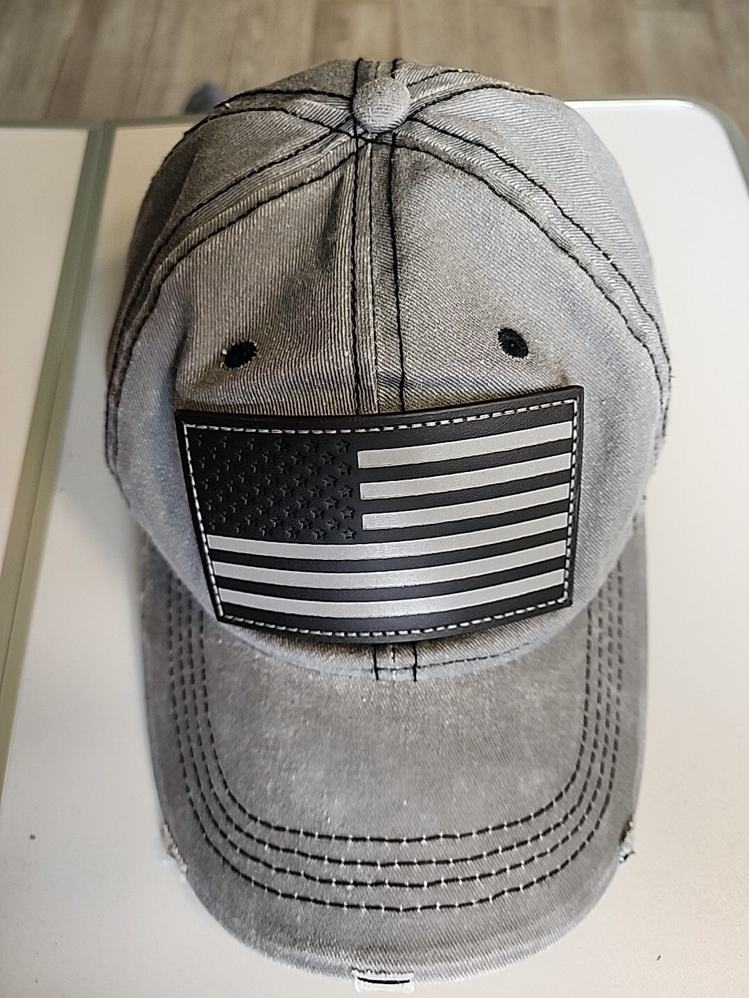 VTG American Flag Distressed Patch Cap Strapback … - image 5
