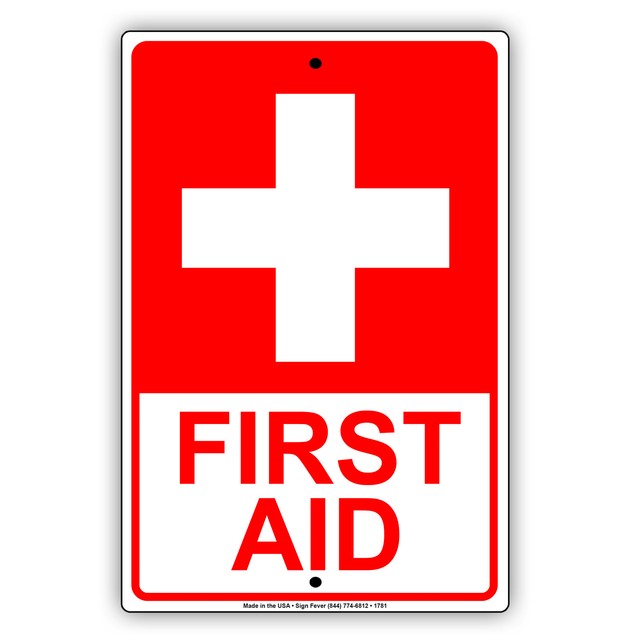 First Aid Red Letters Workplace Safety Protection Notice ...