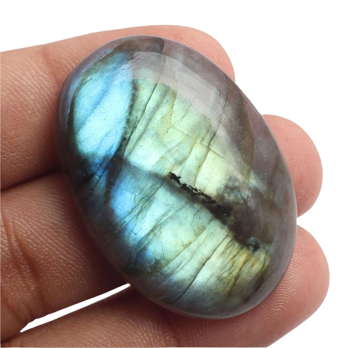 Cabochon De Labradorite Ovale 45x25mm - Pierre Fine Pour Bijoux Ou Décoration - Neuf - Réf. N80