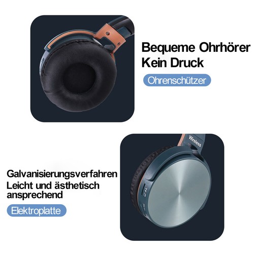 Funkkopfhörer On Ear Stereo Kabellos Kopfhörer für PC Phone MP3 Neu - Zdjęcie 13 z 15