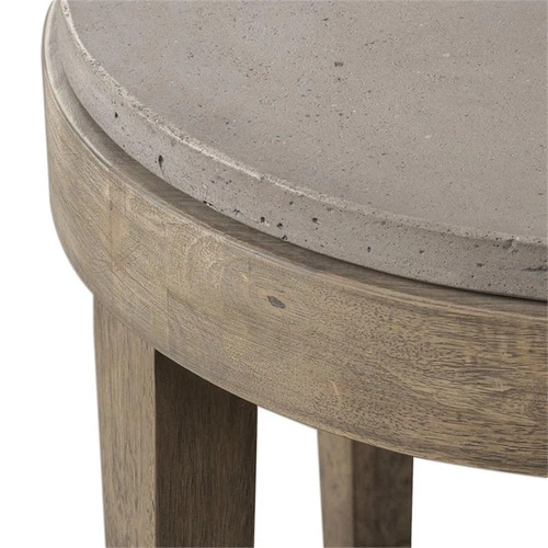 Uttermost Deka Round Contemporary Wood and Concrete Accent Table in Brown - Picture 5 of 7