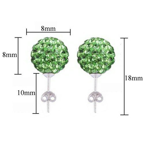 Shamballa 8mm Earrings Ball Stud on Silver with Genuine PRECIOSA Crystals - Picture 10 of 20