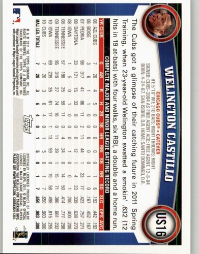2011 Topps Update Welington Castillo #US16 Chicago Cubs - Picture 2 of 2