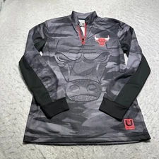 UNK Chicago Bulls NBA 1/4 Zip Gray Mock Neck Long Sleeve Mens Size Small S
