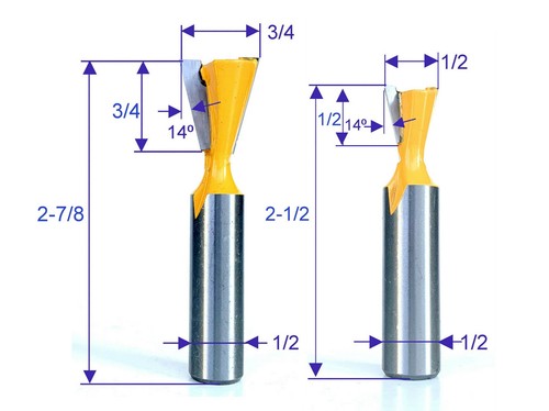 1 Stck. 1/2 Zoll SH 14° Schwalbenschwanz 3/4 Durchmesser Router Bit Set für Omni Jig (43750) - Bild 3 von 12