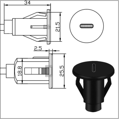USB 3.0 Male to Female Extension Cable with Panel Mount for Dashboards - Picture 7 of 8