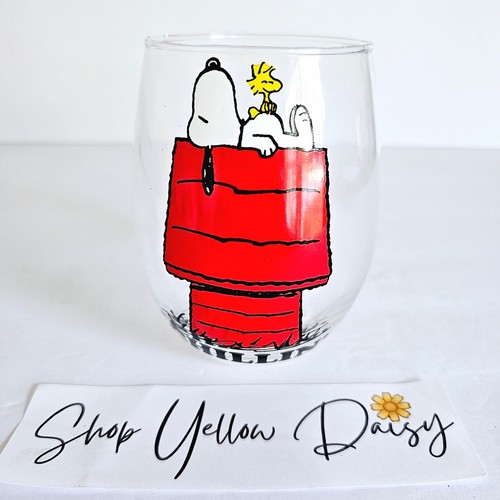 Snoopy Peanuts Woodstock Chillin Stemless Wine Glass Silver Buffalo - M370.2