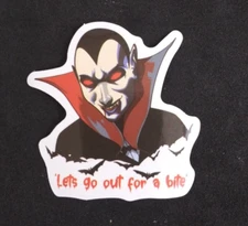 Let's Go Out For A Bite Vampire Mythology Sticker 2" x 1.75" (W)