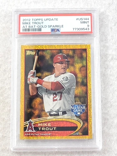 2012 Topps Update Mike Trout At Bat Gold Sparkle #US144 PSA 9 MINT