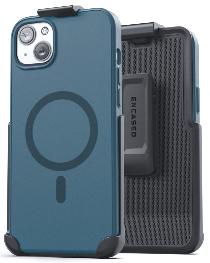 iPhone 14 Pro Slimshield Case in Blue with Belt Clip Holster - MagSafe Compatible