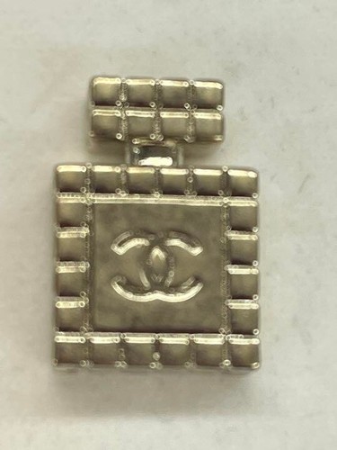 Vintage Silver CHANEL Perfume Bottle Brooch with Chocolate Bar Design - Picture 2 of 8