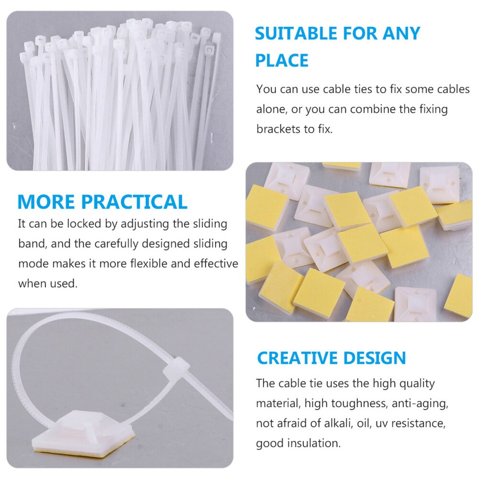 Selfadhesive Mount Suction Cup Holder Cord Holders Black Zip Ties