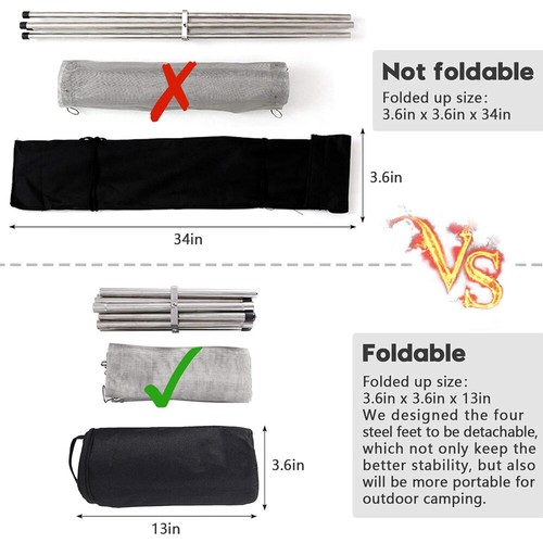 22inch Portable Outdoor Fire Pit Collapsing Steel Mesh Fireplace for Camping BBQ - Picture 3 of 9