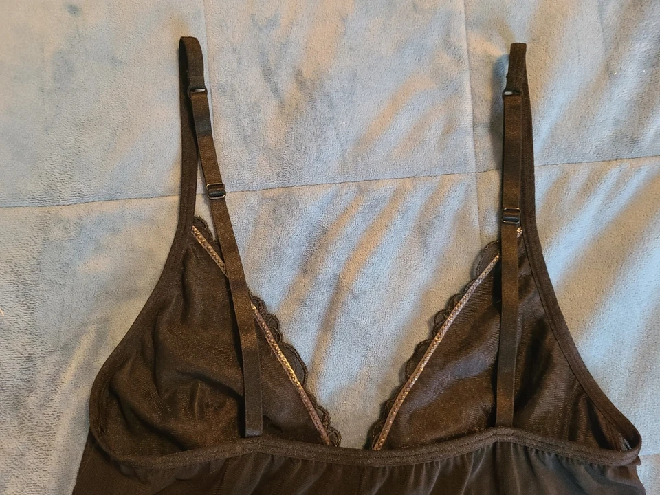 Camisón lencería Affinitas negro transparente, talla mediana Foto 4 de 4