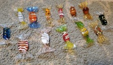 13 Piece Lot Murano Style Hand Blown Art Glass Faux Candy Pieces Multi Color