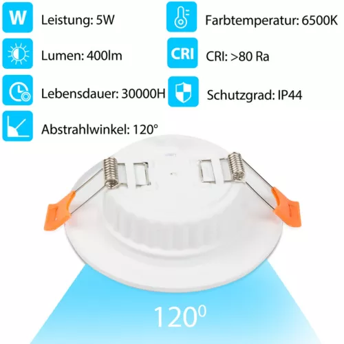 20x LED Einbaustrahler Decken-Spots Innenbeleuchtung Einbaurahmen 5W - Bild 7 von 13