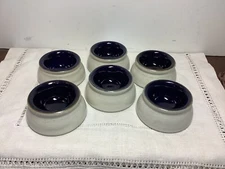 MT776 Set of 6 Denby Salt Cellars Cobalt Blue And White Stoneware England