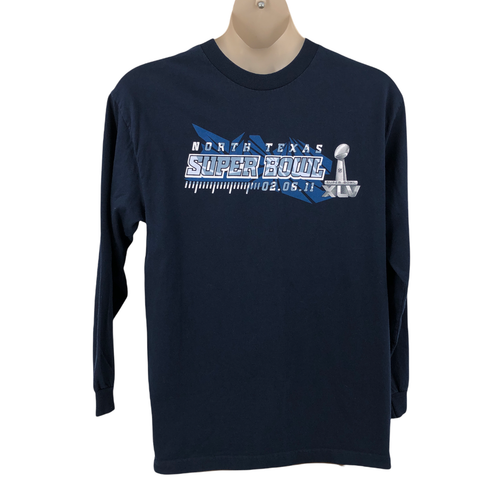 NFL Team Apparel Herren T-Shirt Gr. Large Navy Super Bowl XLV Langarm Rundhals