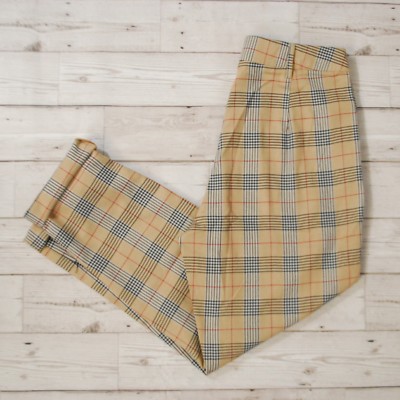 Womens High Waisted Tartan Checked Trousers Tailored/Casual-