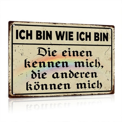 Putuo German Vintage Tin Metal Signs Home Décor Ich Bin Wie Ich Bin, Wall Art De