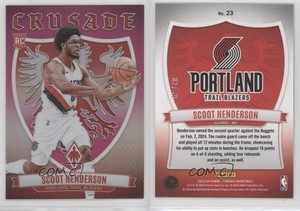 2023-24 Panini Phoenix Crusade Pink /99 Scoot Henderson #23 Rookie RC