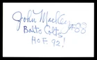 John Mackey Autographed Signed 3x5 Index Card Baltimore Colts