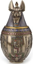 Bronze Jar Rare Egyptian Anubis Dog Memorial Urn Quality Resin Easy Remove New