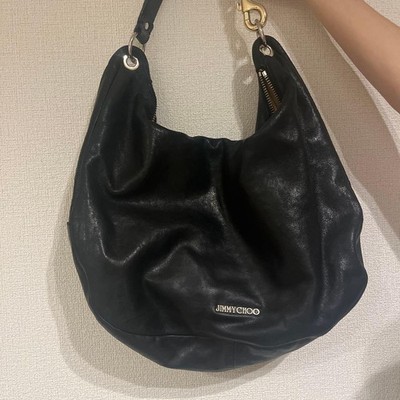 JIMMY CHOO Logo Stern Nieten Leder Hand Umhängetasche Damen schwarz echt