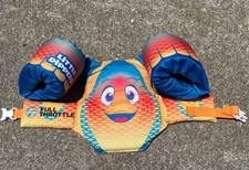 Full Throttle Little Dippers Fish Swim Float Life Jacket for Kids EUC