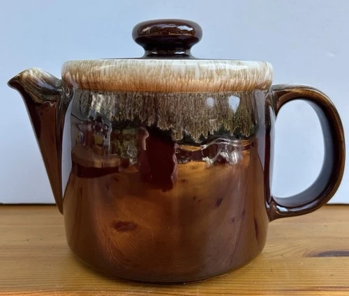 Vintage McCoy Pottery #1418 Brown Drip Glazed Teapot Excellent Condition