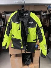 HWK Motorcycle Jacket Armoured Safety Black & Florescent Size XL