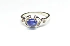 Natural Tanzanite and Faceted Iolite Sterling Silver Ring, Vintage Jewelry