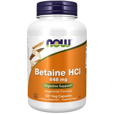 NOW Foods Supplements, Betaine HCl 648 mg, 120 Count (Pack of 1), Beige