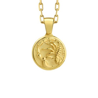 Scorpio Zodiac Necklace in Gold Plated Silver with Chain, Astrology Gift