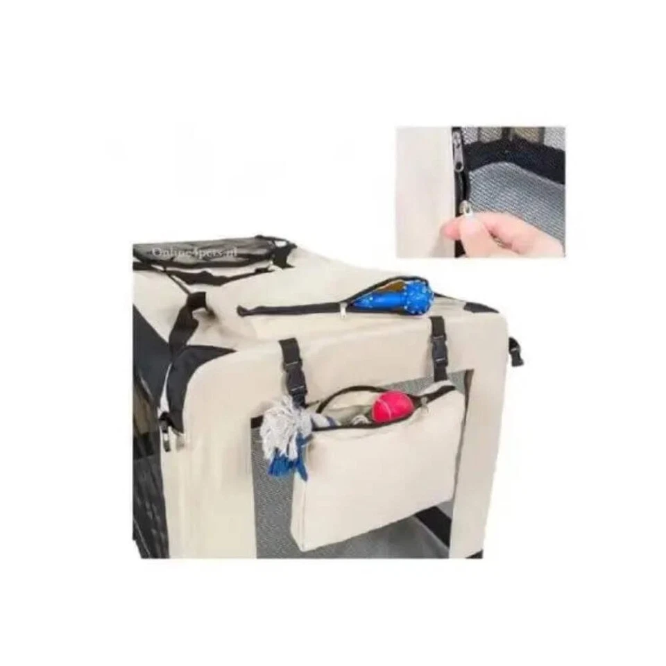 🐾 Topmast Nylon Hundetransportbox – beige | Faltbare Reisebox für Hunde - Bild 2 von 4