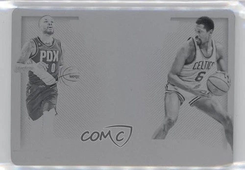2022 Flawless Tribute Patch Printing Plate Black 1/1 Bill Russell Damian Lillard
