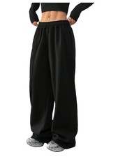 's Straight Leg Elastic Waist Sweatpants Waist Pockets Loose Casual Jogger Pa...