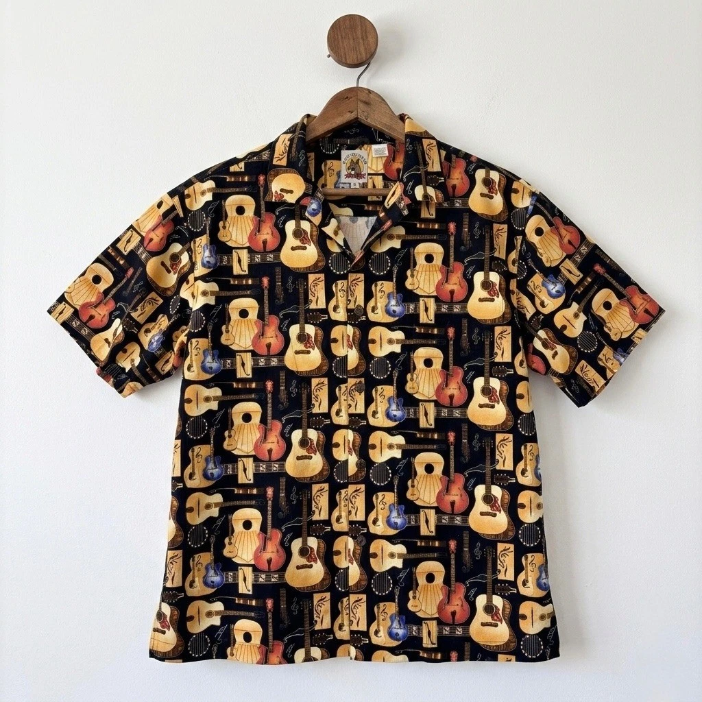Max Boxxer Mens Guitar Print Button Front Cotton Hawaiian Shirt Black Mens Large
Opens in a new wind