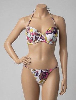 Victoria's Secret Y2K Floral Underwire Padded Bikini Set 32D Top S Bottom 2 pcs