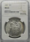 1887 Silver Morgan Dollar Coin MS 63 NGC Certified