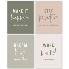 QLMX Office Inspirational Wall Art Prints Set of 4, Boho Motivational Make It...