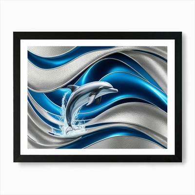 Delfin im Wasser Kunstdruck gerahmt Wandbild Poster Leinwanddruck Bild