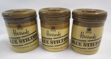 Harrods Blue Stilton Cheese Jars Granville T G Green Ltd Set of 3 Vintage