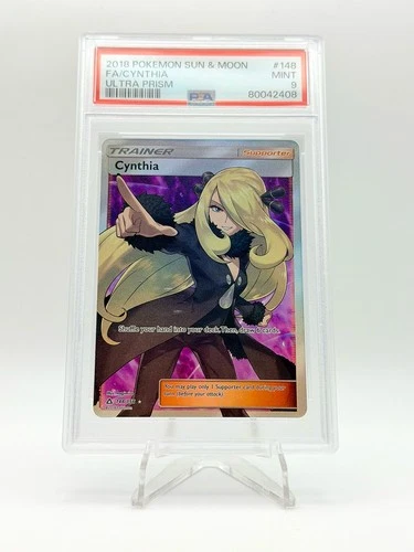 2018 POKEMON ULTRA PRISM ULTRA RARE FULL ART TRAINER CYNTHIA 148/156 PSA 9