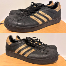 Vintage Adidas Superstar Black Leather Snakes...