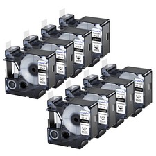 8PC 3/4'' Dymo Rhino 4200 5200 Black on White IND Polyester Label Tape A18484