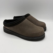 Acorn Slippers Womens 8 Brown Leather Clog Fl...
