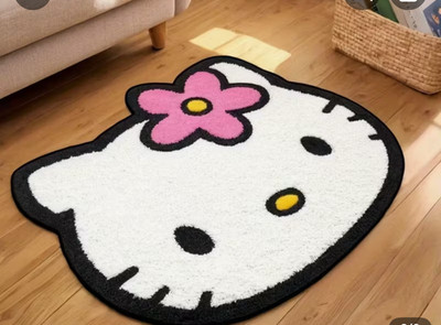Sanrio Hello Kitty Plush Doormat | Adorable White Rug With Pink Flower Design